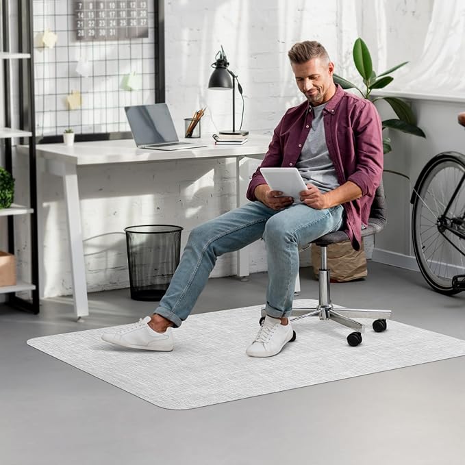 Blvornl Office Chair Mat for Hardwood Floor, 45"x 53" Desk Computer Chair Mat for Hard Wood and Tile Floor, Large Anti-Slip Hard Floor Protector Rolling Chair Mat, PVC Mat Desk Rug for Office Home