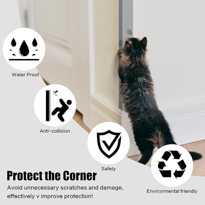 ‎Frychee Wall Corner Protector, Walls Edge Protector，Self-Adhesive Wall Corner Guards,PVC Double Side Edge Protector， Furniture Stairs Guard (Gray 2PCS 120cm/47.2in)