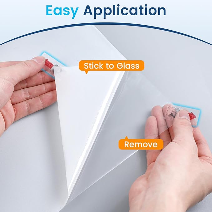 DOWELL Window Privacy Film, Frosted Glass Window Film, Static Cling Non-Adhesive Glass Clings, Sun Blocking Opaque Door Coverings, Reusable Door Sticker for Bathroom Home Office, White, 35.4" x 118"