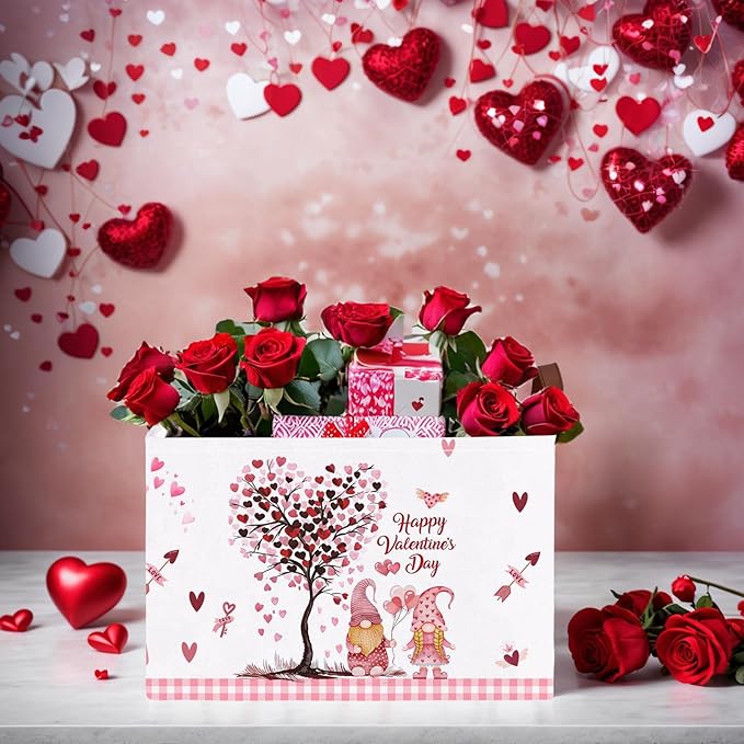 ASKETAM Valentine's Day Basket Gift for Empty Cute Heart Large Storage Bin for Kid and Baby Room Décor (Pink Dwarf Love Tree Hot Air Balloon)