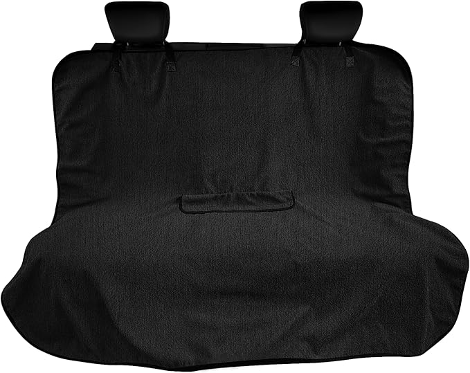 ZIMABLUE Terry Cloth Back Seat Cover Black Universal Waterproof Car Sport Towel Seat Cushion Sweat-Absorbent Towel Cloth Suitable for All Seasons Waterproof Beach Seat Cover Washable