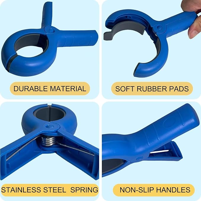 5.1"Jumbo Beach Towel Clips 8 Pcs, Storage Bag Included, Towel Clamps, Plastic Clothes Pegs Hanging Clamps, for Pool Cover/Cruise Chairs, Heavy Duty Clothes Pins Beach Accessories (Jumbo Size - 8 pcs)
