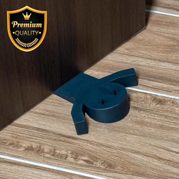 2-Pack Decorative Door Stoppers for Bottom of Doors (1") | Fun Cute Door Stop Cute Doors Stopper | Black Door Stops for Bottom of Door | Large Doorstops Wedge | 1-Inch High | 2-Pack 'Flat Mates'