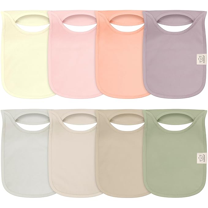 8-Pack Baby Bibs for Boys, Girls - Pullover Bibs for Drooling Teething Baby Girl & Boy Toddler, Newborn, Soft & Absorbent, Cute Colors, Large Torso Coverage Keep Infant Clean & Dry (Embrace)