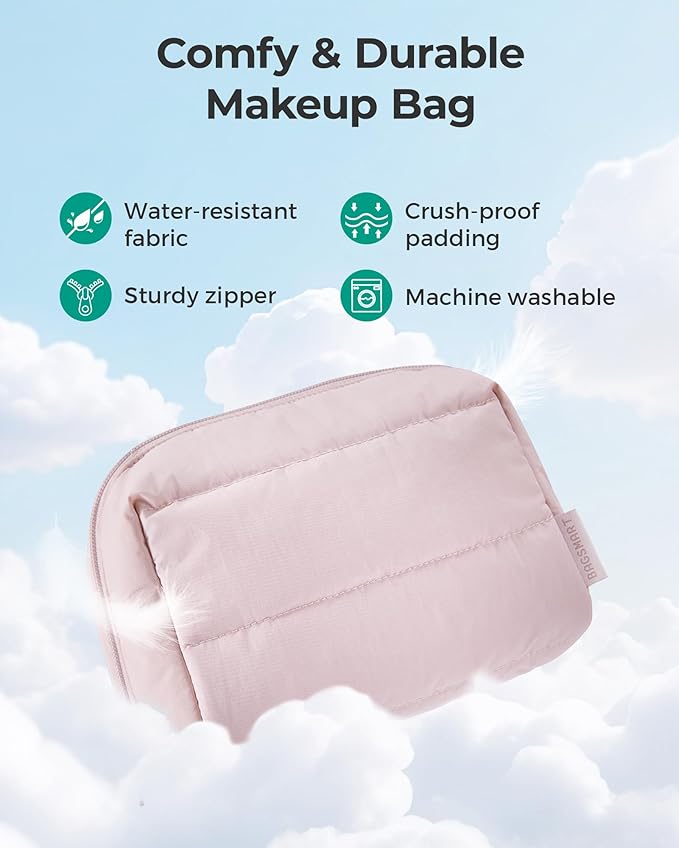 BAGSMART Travel Makeup Bag, Wide Opening Cosmetic Bag Compact & Spacious, Water-Resistant Travel Organizer Pouches for Women (Black)