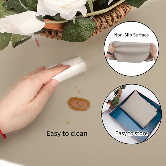 Extra Large Silicone Mat, Kitchen Counter Mat Placemats for Kids Silicone Mats for Countertop, Nonstick Silicone Table Mat for Pastry Crafts Baking Heat-Resistant Silicone Pad, 27.6'' x 16'' 1 Pack