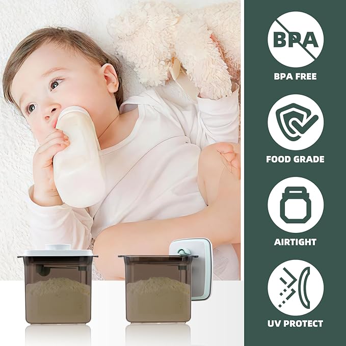 Formula Container for Home 1700ml - 2 Pack Baby Formula Dispenser Pop Up Milk Powder Container, 21OZ, 1.32LB, 600g, Brown