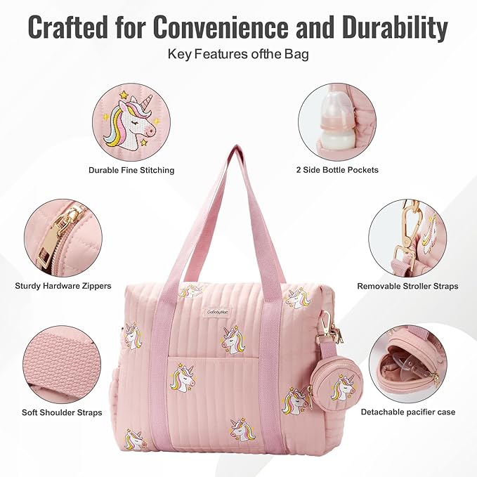 GOBABYMART 3pc Diaper Bag Tote Set, Hospital Bag for Labor & Delivery, Maternity Travel Bag with Changing Pad & Pacifier Case