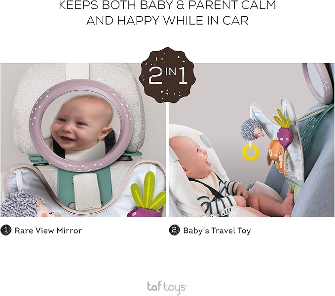 Taf Toys Infant Car Seat Development Center Newborn Baby Essentials Must Haves Toy, Car Seat Accessories Activity Center with Car Seat Mirror, for Newborn Toys 0 3 Months Brain Development