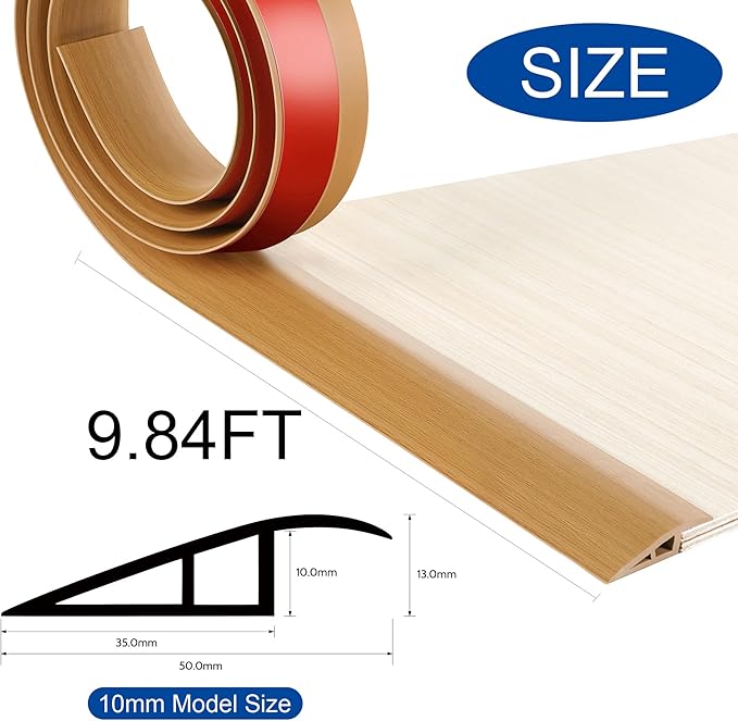 BNELL Floor Transition Strip Self Adhesive-PVC Carpet & Floor Edging Trim Strip,Threshold Transitions Suitable for Threshold Height Less Than 10mm (9.84FT_Yellow Oak Grain)