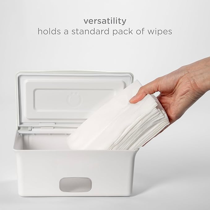 Ubbi Baby Wipes Dispenser with Weighted Plate and Secure Seal, Nursery and Baby Registry Essential to Keep Wipes Fresh, Oat