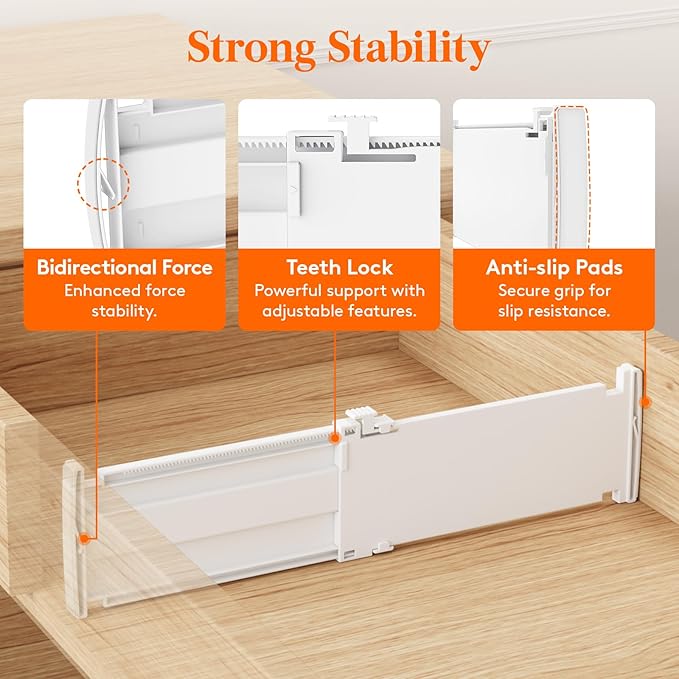 Lifewit 4" High 16 Pack Drawer Dividers, 10.5-16.5" Drawer Divider for Clothes, Adjustable Dresser Drawer Organizers, Plastic Drawers Separators for Clothes, Bedroom, Bathroom, Kitchen, Closet
