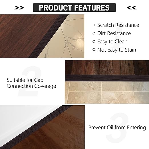 3.3Ft Floor Transition Strip Self Adhesive Vinyl Cover Floor Strip Flat Divider Transition Strip Wood Grain Design for Laminate Floor Gaps and Doorway Transitions (3.3Ft x 2 Inch, Brown)