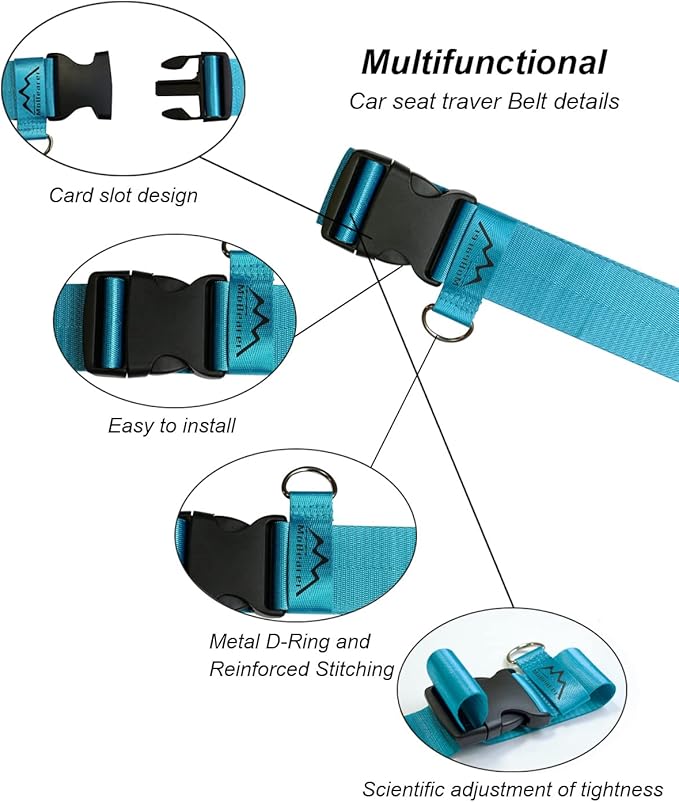 MoBearer Car Seat Travel Belt to Suitcase,Car Seat Travel Strap to Convert Kid Car Seat and Carry-on Luggage into an Airport Car Seat Stroller,Safe Travel Solution for Transport