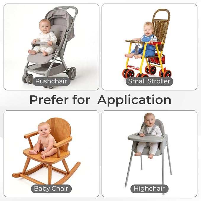 High Chair Straps, Universal Baby Safety Strap, Highchair Harness for Infant&Toddler's（Gray）