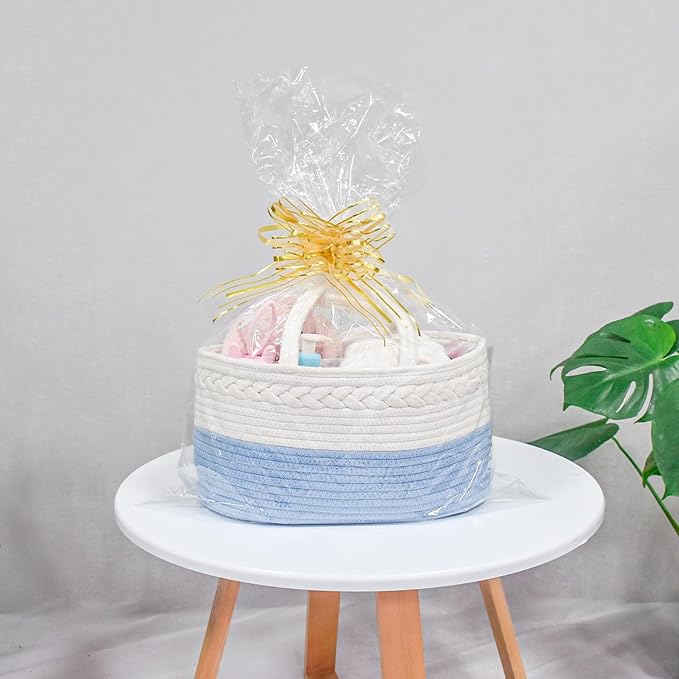 ABenkle Diaper Caddy Organizer - Cotton Rope Nursery Storage Basket for Baby Essentials, Boys & Girls Shower Gift, Changing Table Organizer