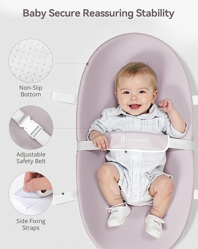 COMOMY Baby Changing Pad with Wipeable & Waterproof PU Cover, Contoured Diaper Changing Pad for Dresser with Non-Slip Safety Belt, Portable and Lightweight, Large Cushioned Foam, Lavender