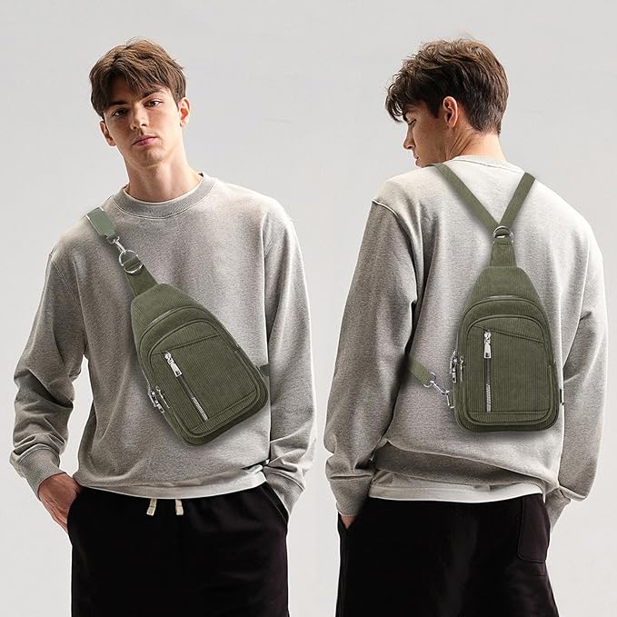 Sling Bag Crossbody Backpack - 2 in 1 Leather Cross Body Bag Fanny Pack with 2 Removable Straps