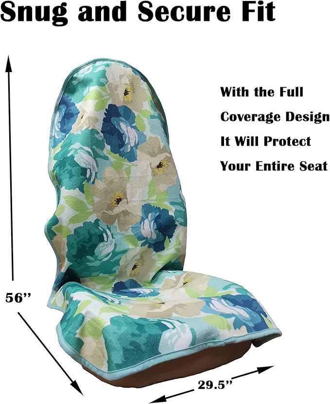LoyaGour Car Seat Cover Protector Front Seats,for Gym Workout,Running,Swimming,Beach and Hiking,Waterproof Sweat Towel Bucket Seat Covers for Cars SUV Trucks (Chrysanthemum, 2Pcs)
