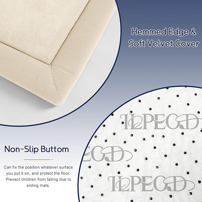 Baby Play Mat for Floor Nursery Rug Muscle Mat Area Rug Playroom Rug 79"x138" Playpen Mat Memory Foam 1.3" Thick Crawling Mat for Babies,Toddlers, Infants, Kids,A Beige