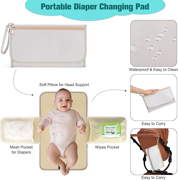 BAGPARKK Diaper Bag Backpack, Multi function Baby Bag with Portable Changing Pad, Pacifier Holder,Waterproof Diaper Bags with USB Charging Port,Anti-Theft Travel Backpack for Mom, Dad, Newborn (Gray)