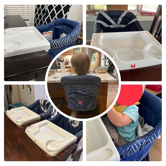 MTWML Hook On High Chair with Tray,Portable Baby High Chair That Attaches to Table,Clip On Fast Table Seat for Babies and Toddlers.Baby Feeding Seat for Dining Tables and Counter(Pure-Blue)