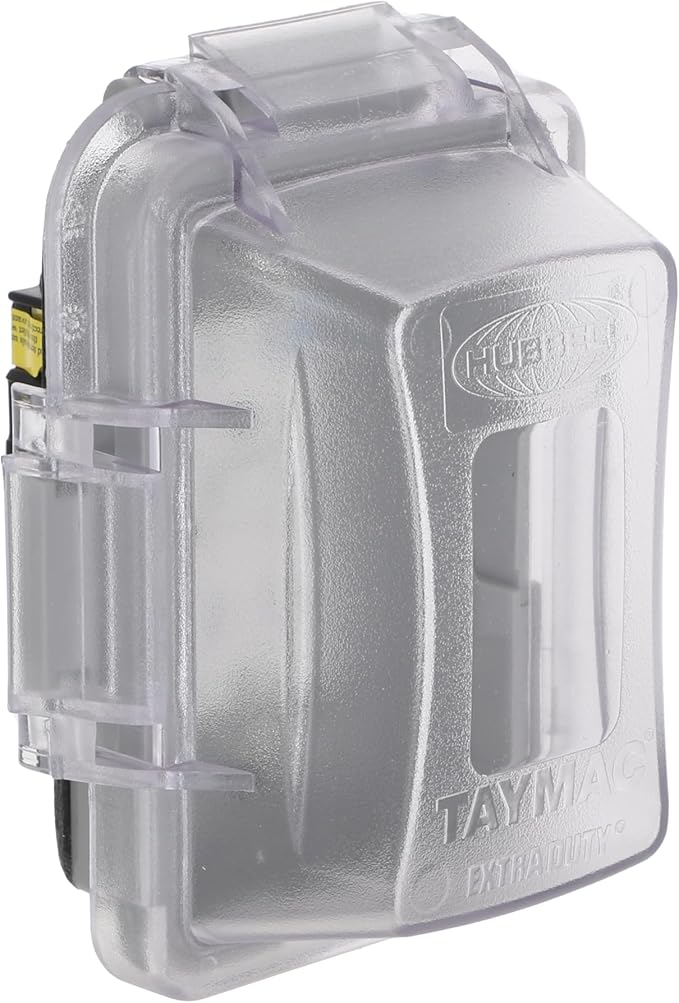 TayMac MG420CS Nonmetallic Extra Duty Complete in-Use Cover 15 Amp WRTR Self Test GFCI Kit, 1-Gang, Clear/Gray