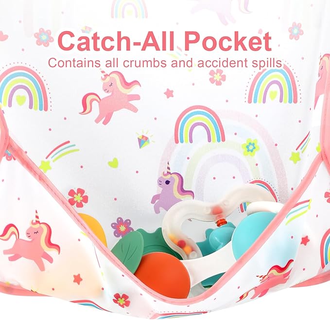 Accmor 4 Pack Long Sleeve Bibs, Baby Smock Waterproof Sleeved Bib Smock for Baby Toddler 6-36 Months