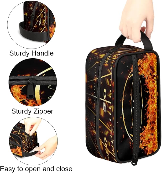 Boys Toiletry Bag Sport Theme Rugby in Fire Kids Dopp Kit Waterproof Hanging Wash Bag Cosmetic Bag Medicine Bag for Travel Sports Shower Essential