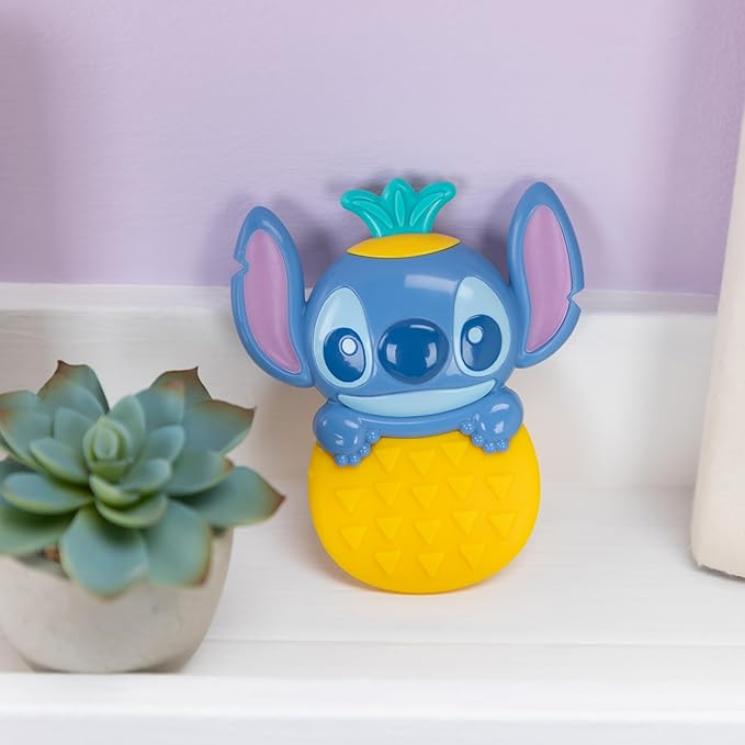 Disney Baby Stitch Tropical Teethe Rattle & Teether by Bright Starts, Pineapple Shaped Activity Teether Toy for Newborns and Up