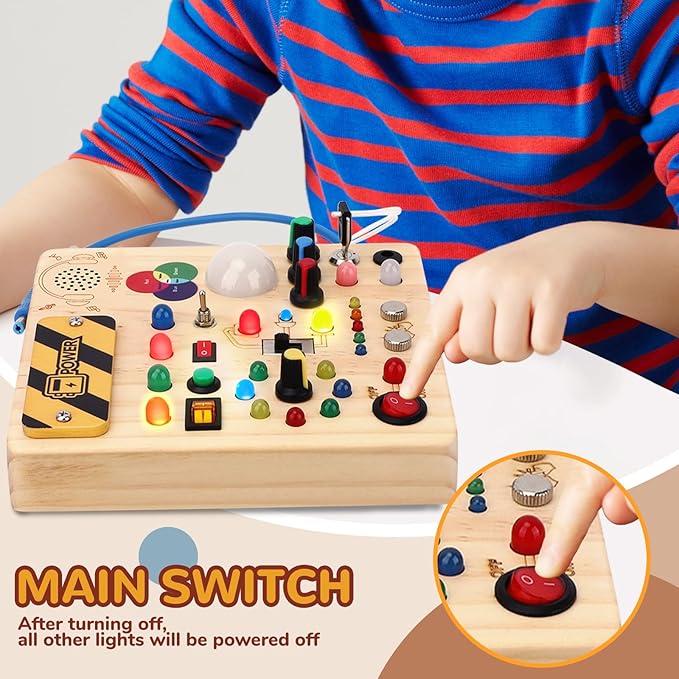 Sumsoltic Toddler Busy Board,Montessori Toys for 1-3 Year Old Boys,Sensory Travel Toys,Preschool Learning Activities,Christmas & Birthday Gift for Toddler (Busy Board v4)