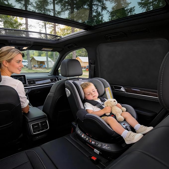 XCBYT Magnetic Car Window Shades Rear Side Windows 2PCS, 100% Blackout Privacy Curtains, Suede Car Window Covers for Baby, Passengers, Camping, Breastfeeding & Travel Rest