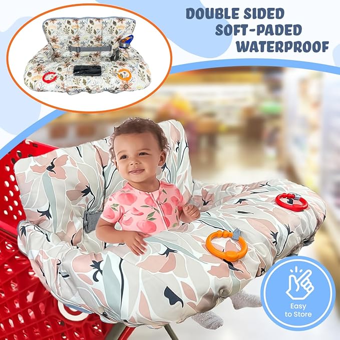 Shopping Cart Cover for Baby and Toddler, Waterproof Grocery Cart and High Chair Cover, Soft Padded Cart Cover for Babies, Universal Fit for Costco, Target and Restaurant High Chairs