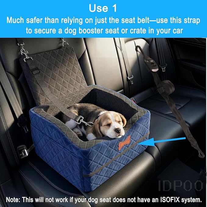 Harnesses Belts Straps for Fixing Securing Pet Dog Seat Car Luggage Cargo with Hook Lock Isofix Interface Anchor Connector,Adjustable Length 10-60"(1 Pack)
