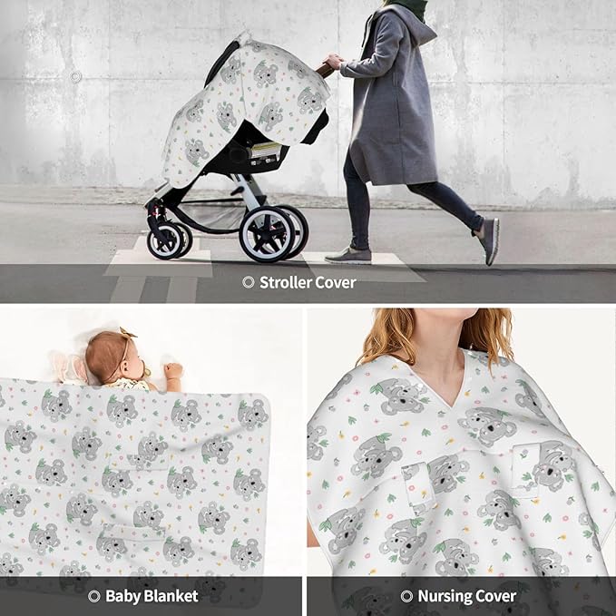Koala Baby Car Seat Canopy Cover Multi Use Nursing Cover for Mom Nursing Covers Newborn Koala Shower Gift