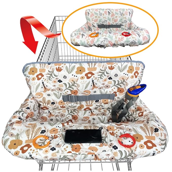 Shopping Cart Cover for Baby and Toddler, Waterproof Grocery Cart and High Chair Cover, Soft Padded Cart Cover for Babies, Universal Fit for Costco, Target and Restaurant High Chairs