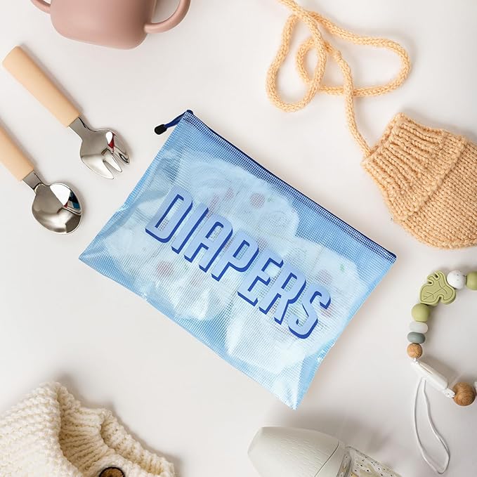 3pcs Hospital Bag Organizing Pouches for Labor and Delivery, Maternity Essentials Diaper Bag Organizer for Mom Travel - Blue,Medium