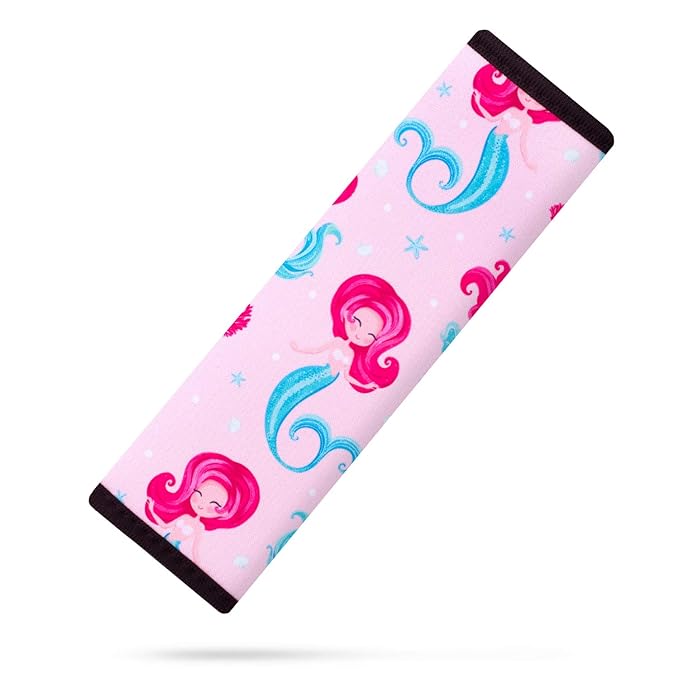 YR Seat Belt Cover for Kids, Soft Comfort Seat Belt Cushion for Children, Cute Cartoon Pattern Car Seat Belt Pads Cover for Girls and Boys, 1 Pack, Mermaid
