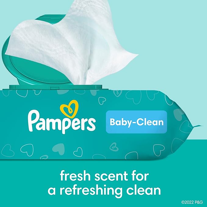 Pampers Baby Wipes, Complete Clean Baby Fresh Scented Wipe, Gently Cleans Head to Toe, 864 Total (12 Flip-Top Packs)