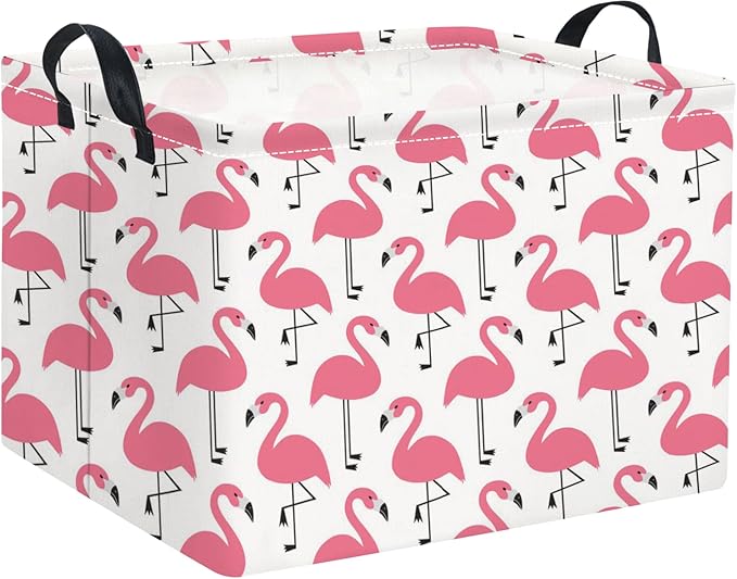 TIBAOLOVER Rectangular Kids Storage Basket Boys for Home Kitchen Girls Cute Storage Bin Organizer Shelf Book Room Decor(Pink Flamingo)