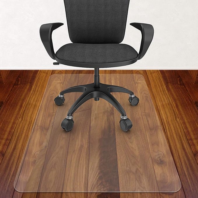 Azadx Large Chair Mat for Hardwood Floor 48 x 48'', Clear Office Chair Mat for Hard Floors Square, Plastic Office Mat for Wood/Tile Floor