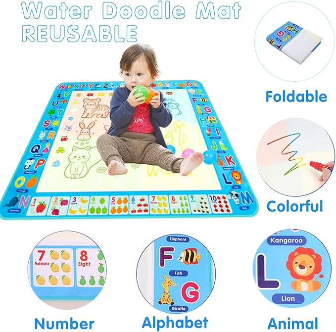 Water Doodle Mat Kids Painting Writing Board Mess Free Doodle Drawing Mat Educational Toys Gifts 40X 32 Inches Extra Large Coloring Mats for Toddlers Boys Girls Age 3 4 5 6 7 8 9 10 11 12 Year Old