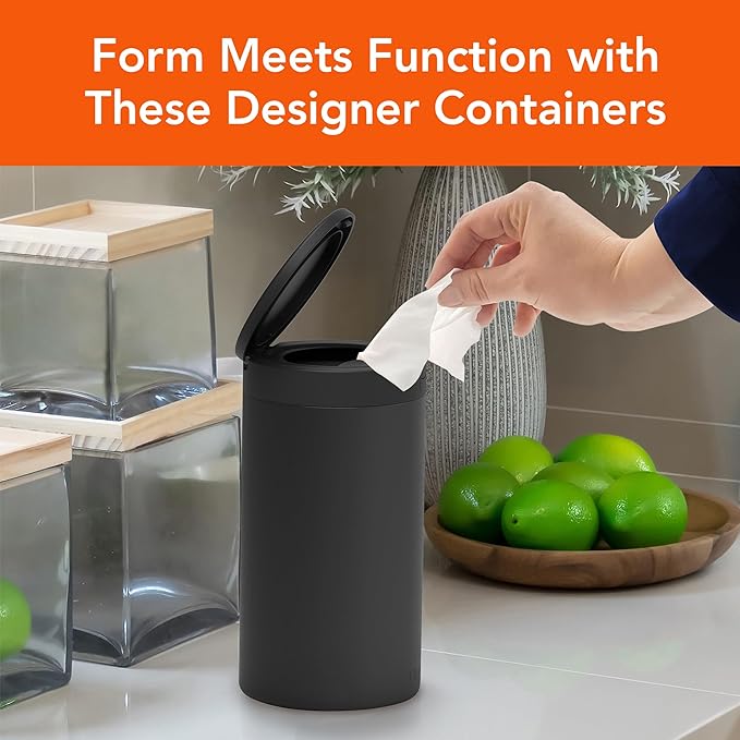 Spectrum Disinfecting Wipes Container Large Black Refillable Stainless Steel Wipe Holder for Bathroom Kitchen Classroom, Reuseable Push Button Wet Wipe Dispenser for Disinfect Cleaning Countertop