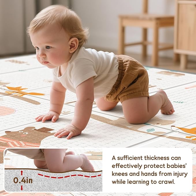 Foldable Baby Play Mat for Floor, PIGLOG 79x71 Extra Large Crawiling Play Mat for Babies, Waterproof & Portable Tummy Time and Non-Toxic Soft Foam Playmat for Infants, Toddlers