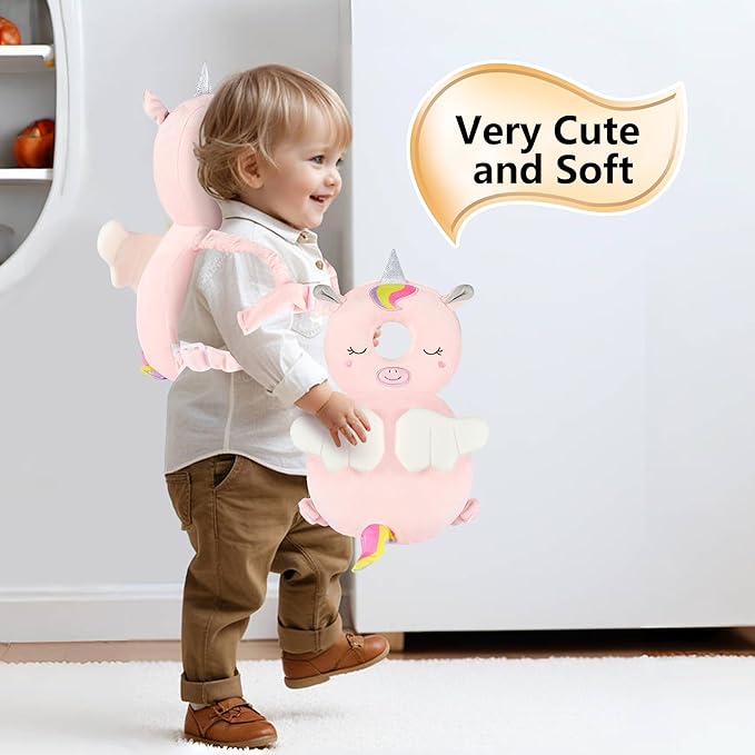 Baby Head Back Protector Backpack Toddler Safety Protector Cushion Pad Soft, Adjustable and Lightweight Design for Safe Walking and Crawling Toddlers Girls and Boys(Unicorn)