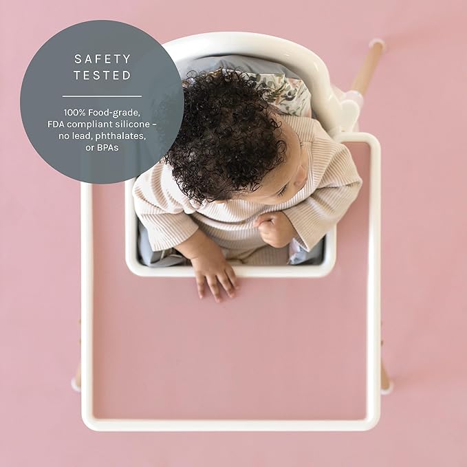 Yeah Baby Goods Placemats Compatible with The IKEA Antilop Highchair (Dusty Rose) - Food-Grade Silicone Highchair Tray Mat – Easy to Clean, High Chair Accessory
