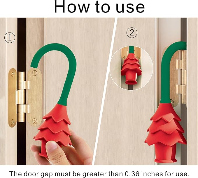 YOFENZO Christmas Tree Hanging Silicone Door Pinch Guard and Anti Door Slam Stopper,Child Safety Finger Pinch Guard,Baby Proofing Doors to Keep Door Open Stop Door from Slamming(2 PCS red-Green)