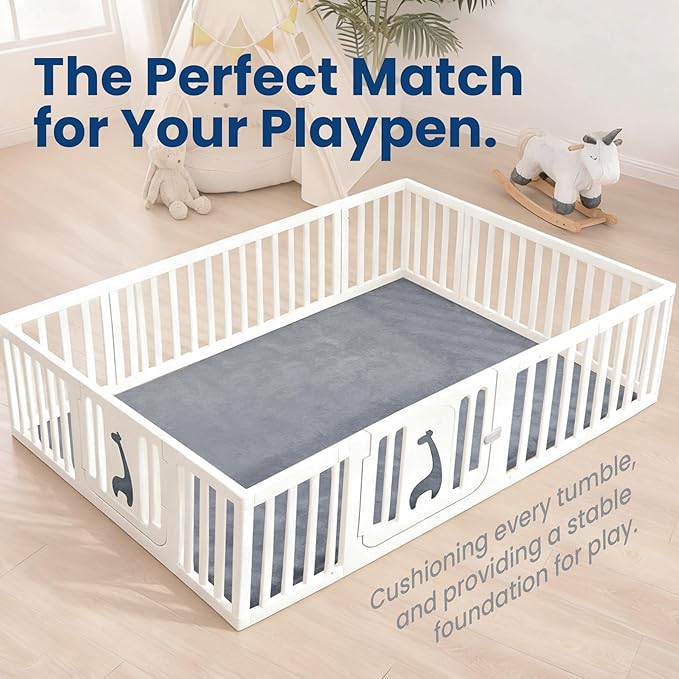 Extra Large 79"×158" Baby Play Mat for Floor,1.3" Thick Elasti Foam Playroom Mat for Toddler,Infant,Kids,Ultra Soft Velvet Classroom Rug,Non Slip Backing Safe for Crawling&Tummy Time（Dark Grey）
