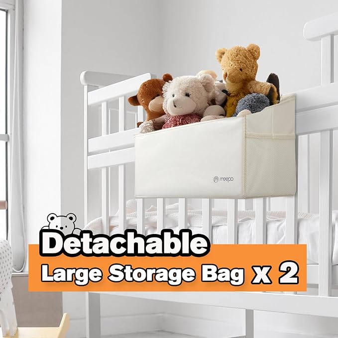 M MEEPO Stuffed Animal Storage & Organizer, with 2-Piece Large Detachable Toy Storage Bags, Wooden Tall Zoo Toys Storage with Wheels for Kids Playroom Kidroom Bedroom, Easy Assemble, 53 Inch