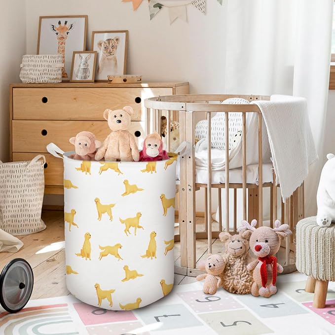 HKTZM Golden Retriever Dog Laundry Basket, Toybox for Boys Girls, Golden Retriever Laundry Basket Hamper Waterproof Collapsible Clothes Toys Storage Bin Organizer for Bedroom Bathroom Kids Room Dorm